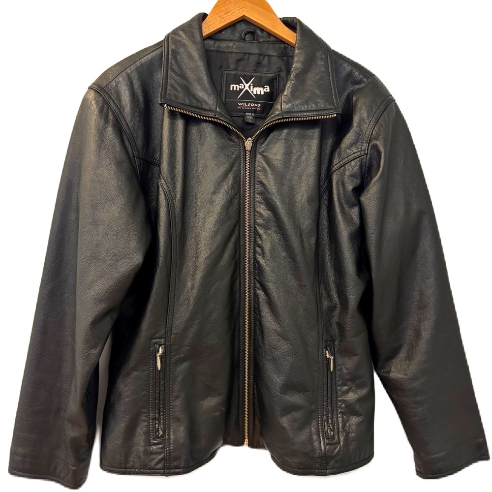Wilsons Maxima Women's Black Leather Full Zip Jacket Size XL